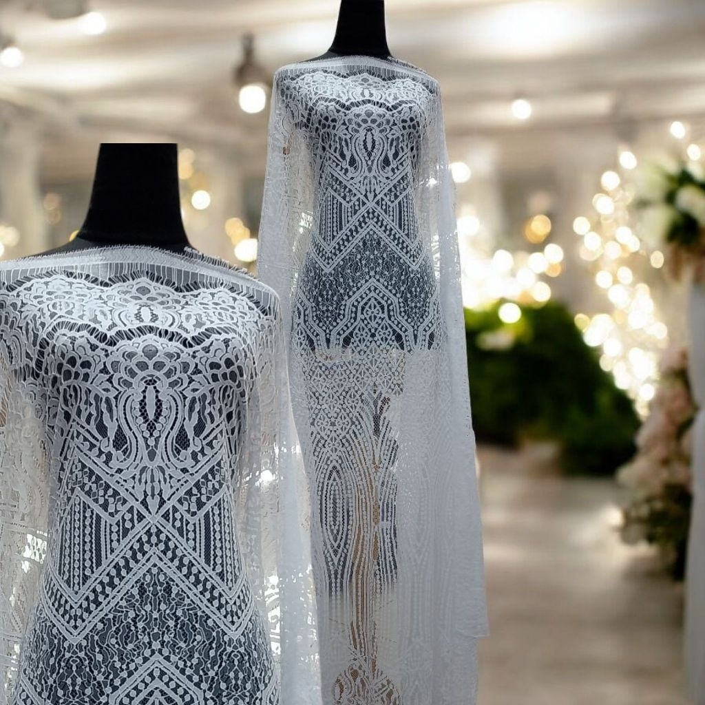 KAIN RENDA BROKAT SEMIPRANCIS KATUN ,GLOWSY,SANTILI,OFF WHITE/PUTIH TULANG