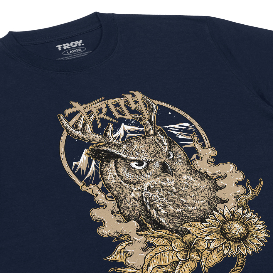 Troy Company T-shirt Blue Navy Owl Everst - Kaos Lengan Pendek Kaos Biru Navy MTD 2824