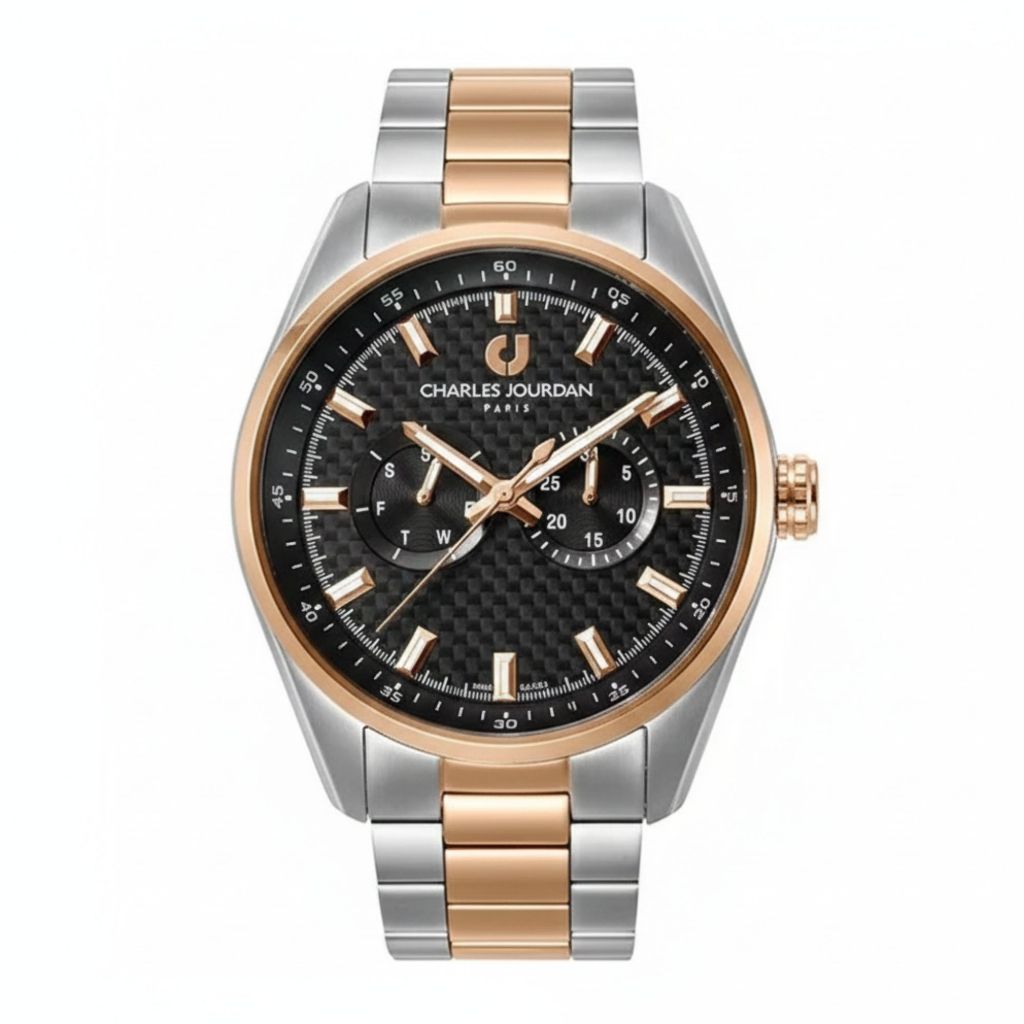 Jam Tangan Pria Charles Jourdan Black Dial Men Stainless Steel Strap Analog CJ1038-1632M Original