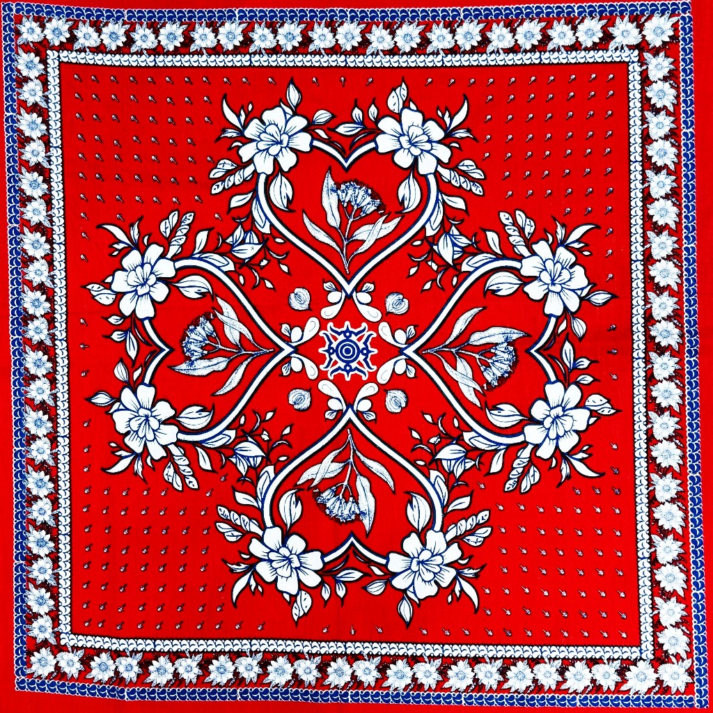 LENSO MERAH / LENSO ADAT ASLI MALUKU ukuran 65X65 GAMBAR 2 SISI BOLAK BALIK, bahan 100% Katun, tidak