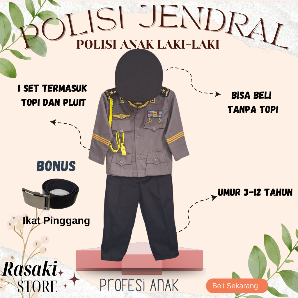 NEW seragam polisi anak / baju polisi anak tk / baju polisi paud / seragam paud / seragam tk /