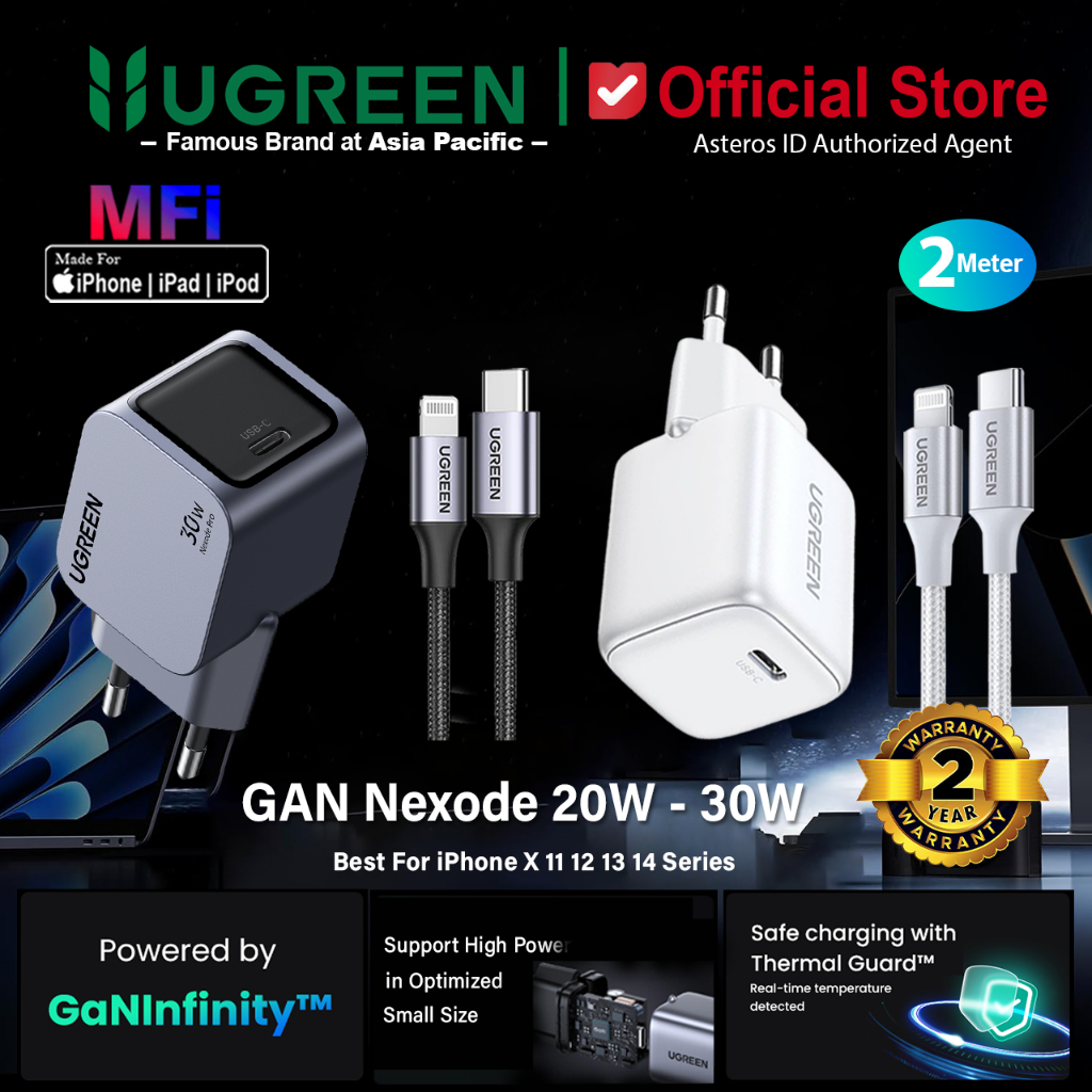 UGREEN Charger For iPhone XR 11 12 13 14 Series MFI PD Type C To Lightning Fast Charging 20w 30w Pan