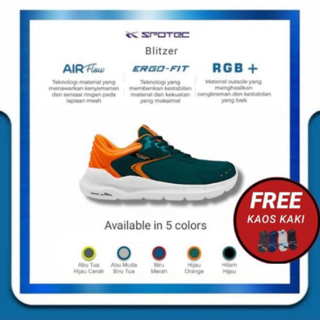 SPOTEC Running Blitzer Hijau - Oranye