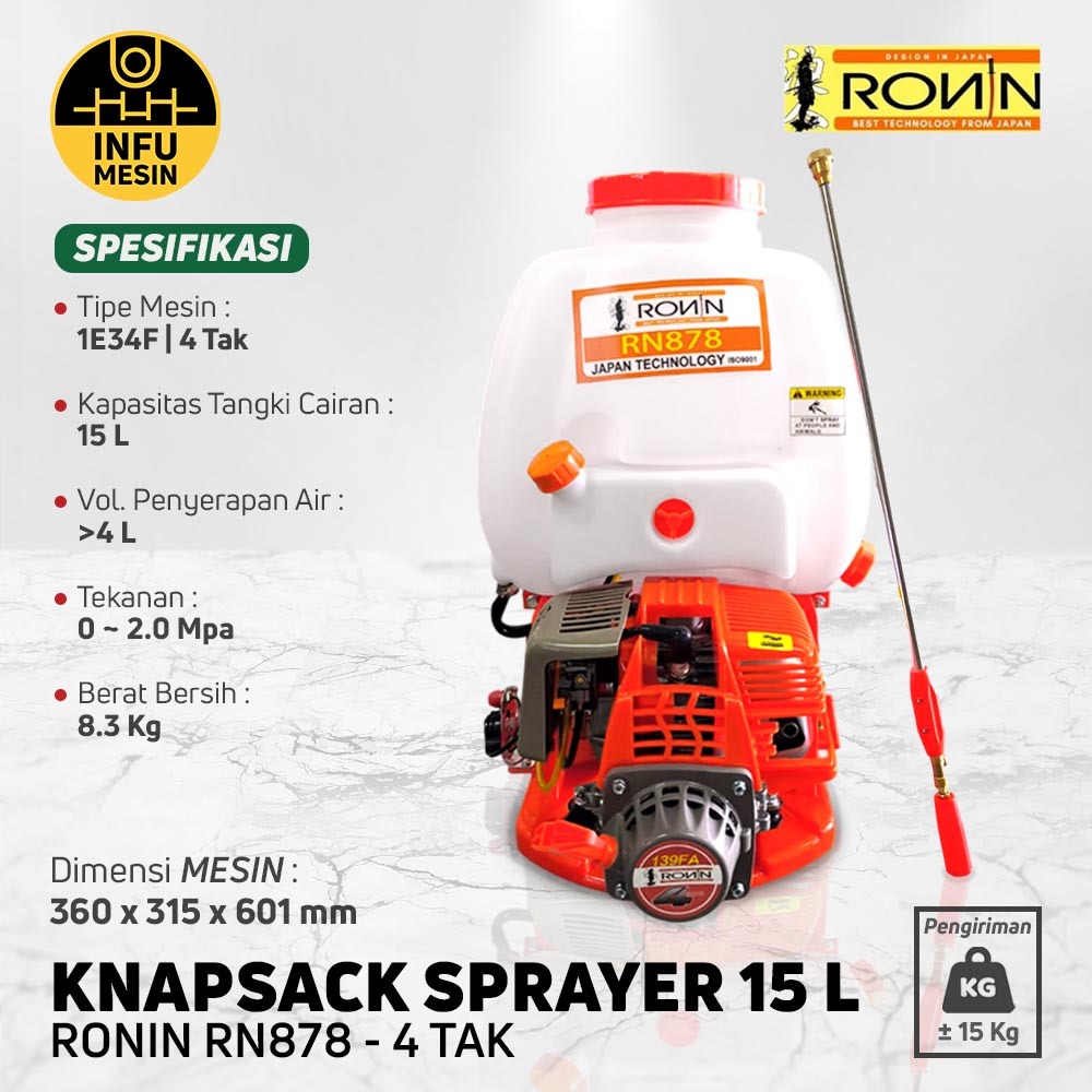 KNAPSACK POWER SPRAYER 4 TAK RONIN RN 878 15 LITER