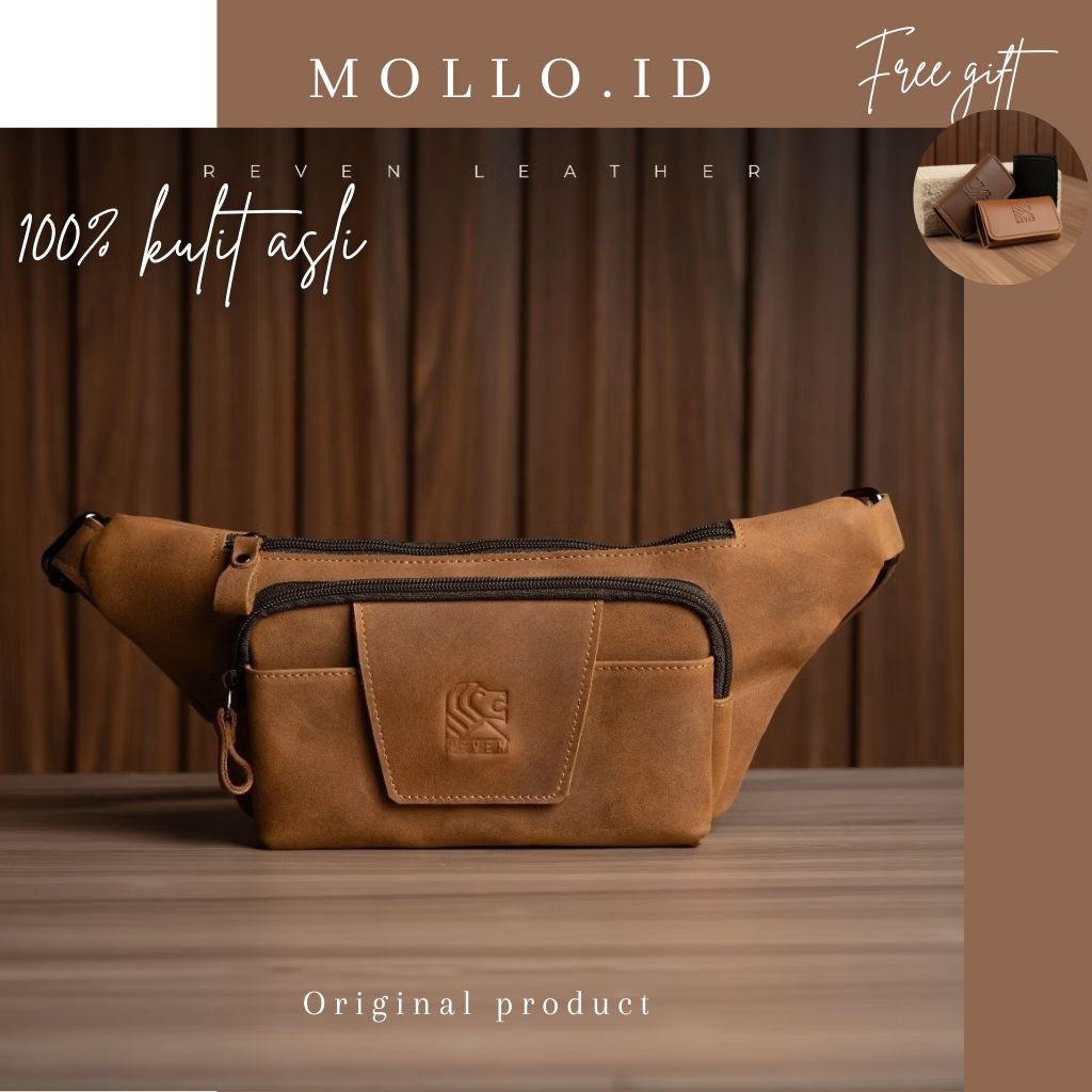 Mahameru Waist Bag - Tas Pinggang Pria Kulit Sapi Asli tas pinggang pria premium tas pria branded or