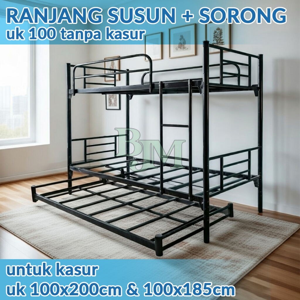 RANJANG SUSUN SORONG 100 RANJANG TINGKAT RANJANG 3 SUSUN RANJANG BESI BUNKBED