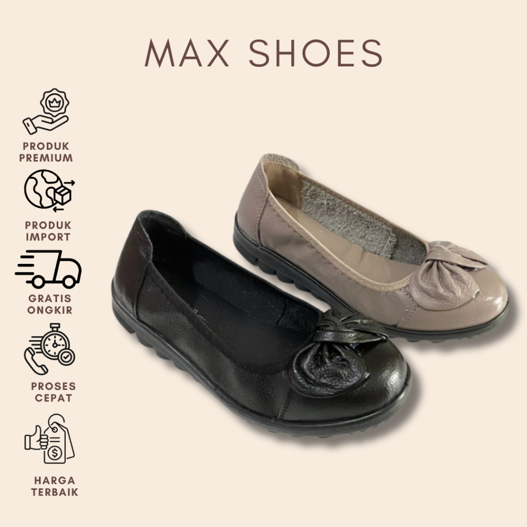 Sepatu Wanita XiuXian Kulit Asli pantofel slip-on flat pita 8833 size 36-40