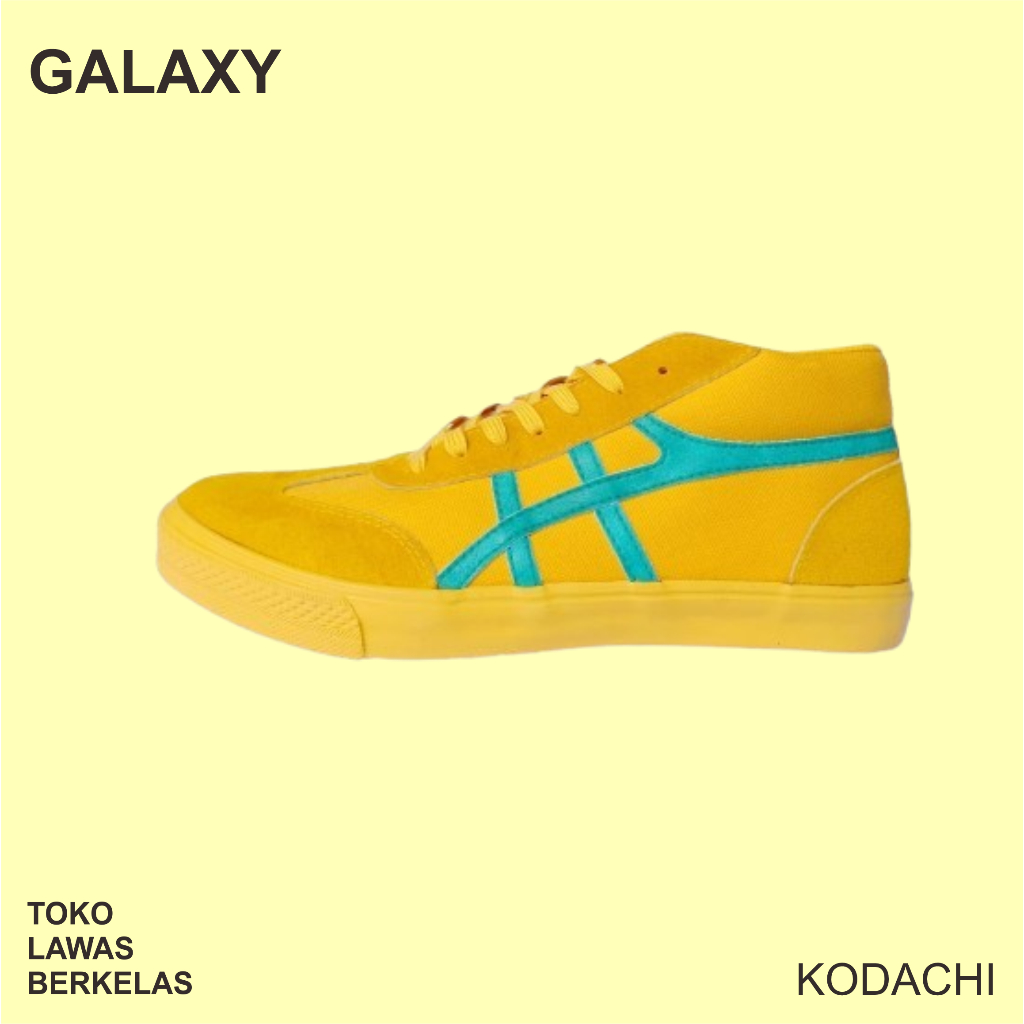 SEPATU KODACHI GALAXY KUNING STRIPE HIJAU - Sepatu Kodachi Mid Cut Kodachi Yellow Green Basketball