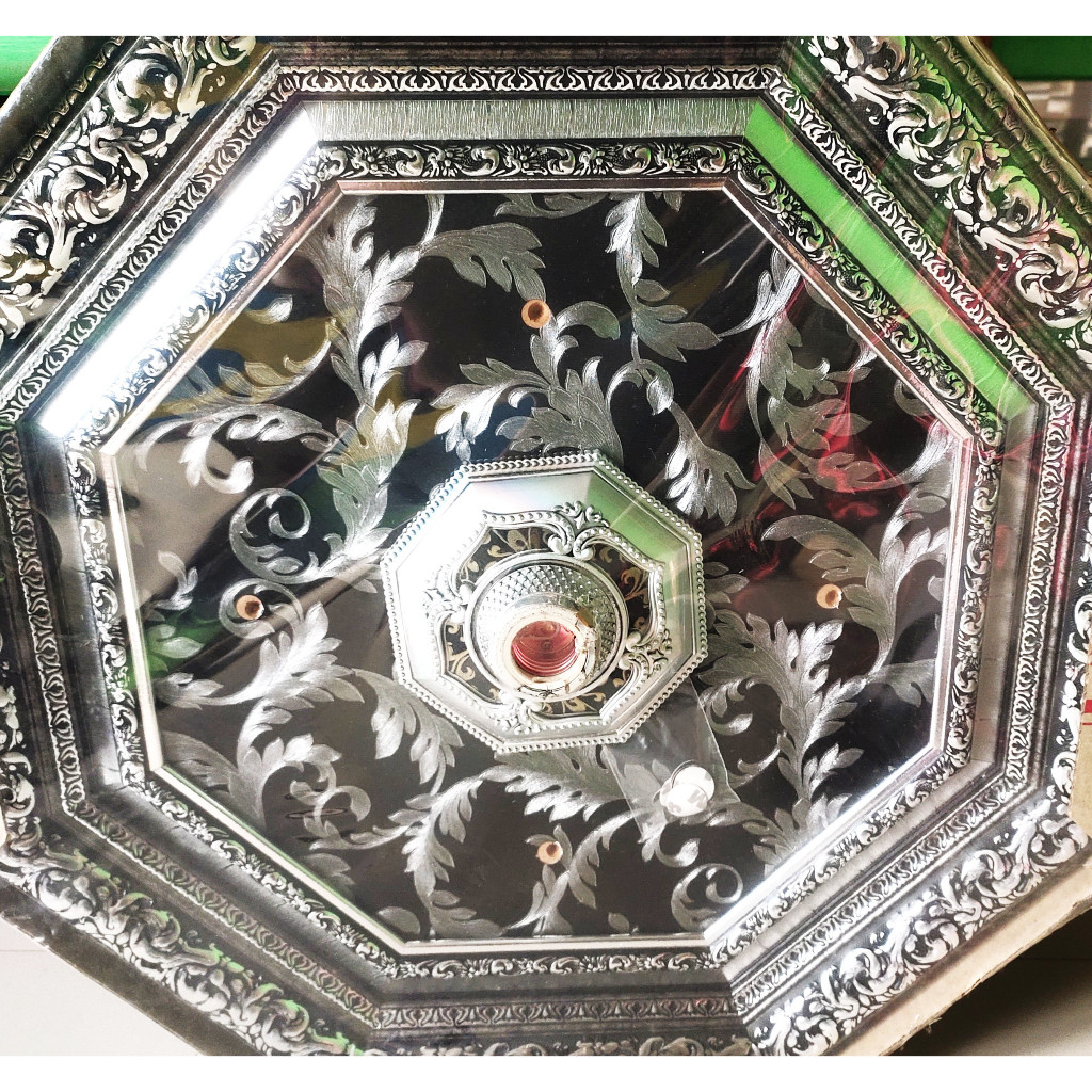 ORNAMEN PLAFON PVC SILVER 60 X60