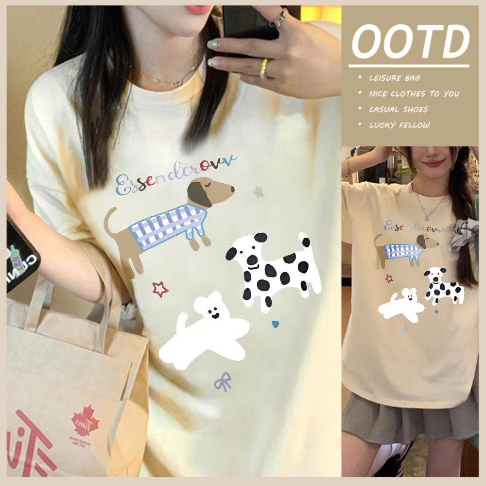 BASIQUE/Kaos atasan wanita korea style/baju oversize/atasan katun bangkok/atasan wanita premium/ESSE