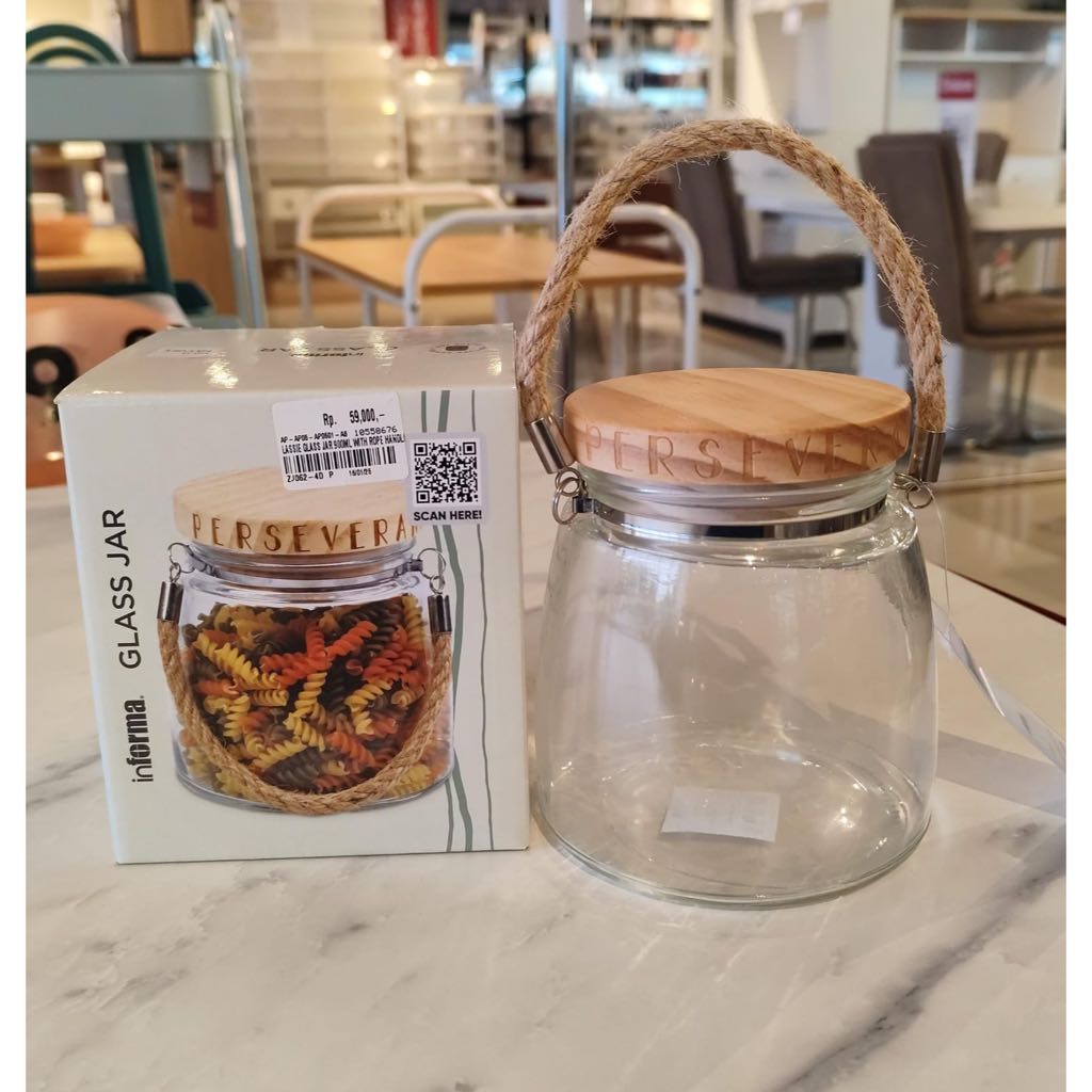 INFORMA Toples Tutup Kayu Kapasitas 900ml Kedap Udara Seal Karet Aesthetic