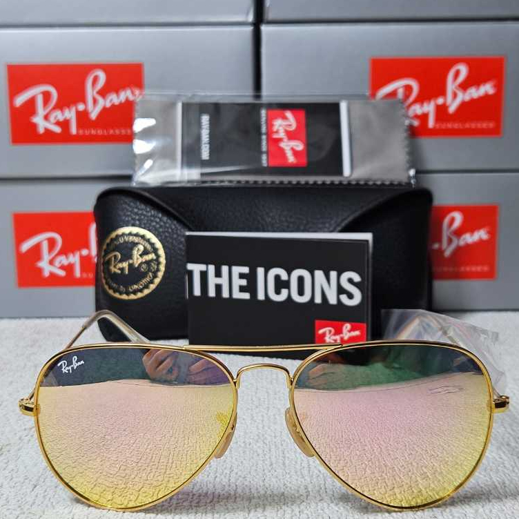 Kacamata Rayban Aviator RB3025 112/Z2 58 Gold Lens Mirror Pink Original