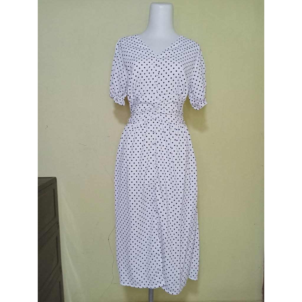 midi dress polkadot