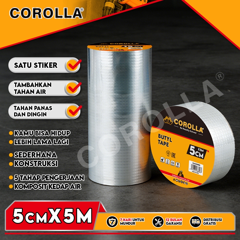 COROLLA Lakban Anti Bocor Waterproof Tape 3M & 5M – Lem Kuat, Aluminium Foil, Anti Air & Anti Karat,