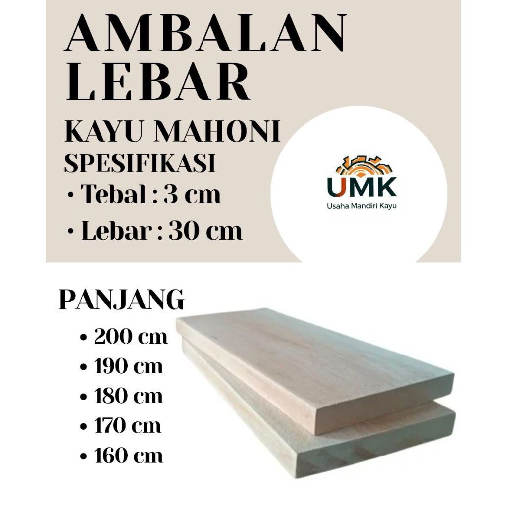 PAPAN AMBALAN | PAPAN LEBAR | RAK KAYU 30 TEBAL 3 CM KAYU MAHONI SOLID