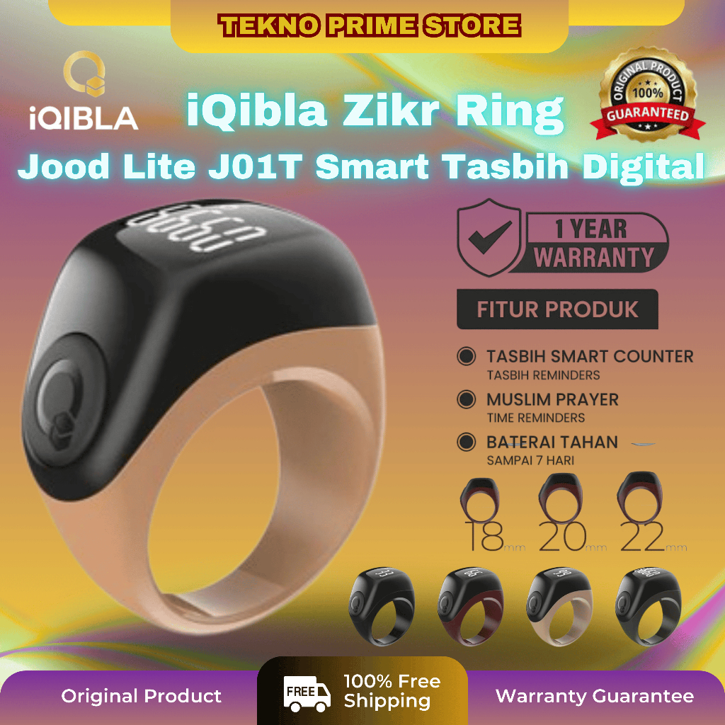 iQibla Jood Lite J01T Zikr Smart Ring Cincin Tasbih Digital Tasbih Counter Penghitung Zikir Smart Ta