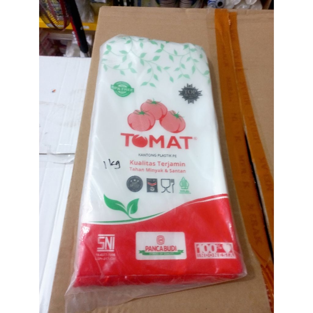 Plastik PE merek TOMAT uk 15x30 ( 1kg ) harga 1pack