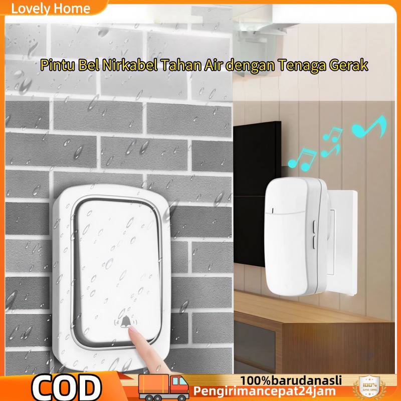Bel Pintu Nirkabel Kinetik Inovatif Tahan Air Penerima Tanpa Baterai Bel Tahan Cuaca