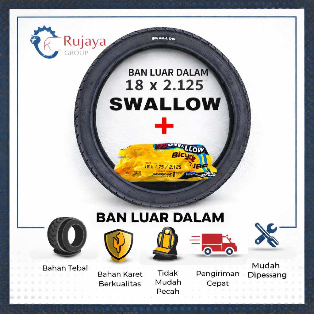 ban luar dalam 18 X 2.125 SWALLOW sepeda bmx / ban sepeda 18 in