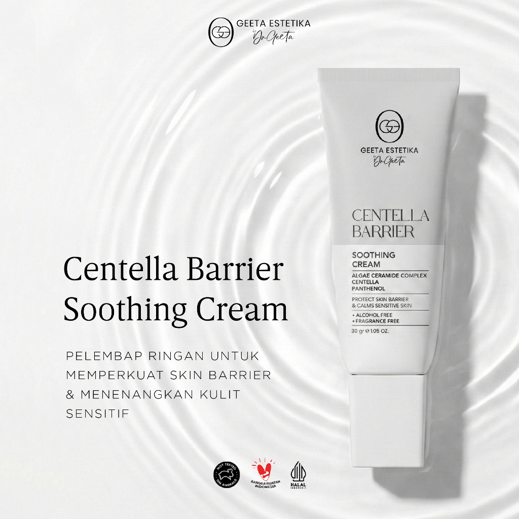 GEETA ESTETIKA By Dr Geeta Centella Barrier Soothing Cream 30gr | Pelembap Wajah untuk Kulit Sensiti