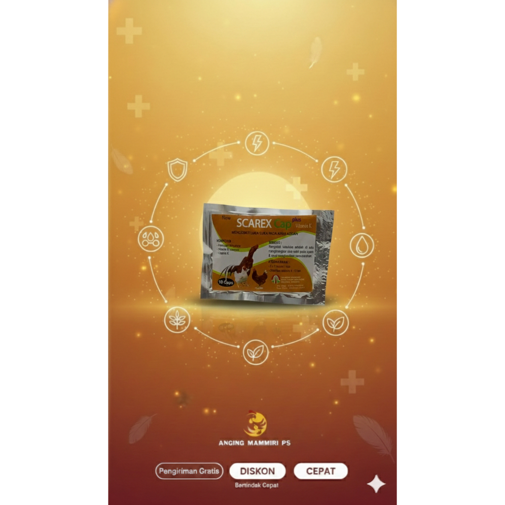 SCAREX Obat Luka Ayam Aduan | Semprot & Kapsul | Menghentikan Pendarahan Ayam