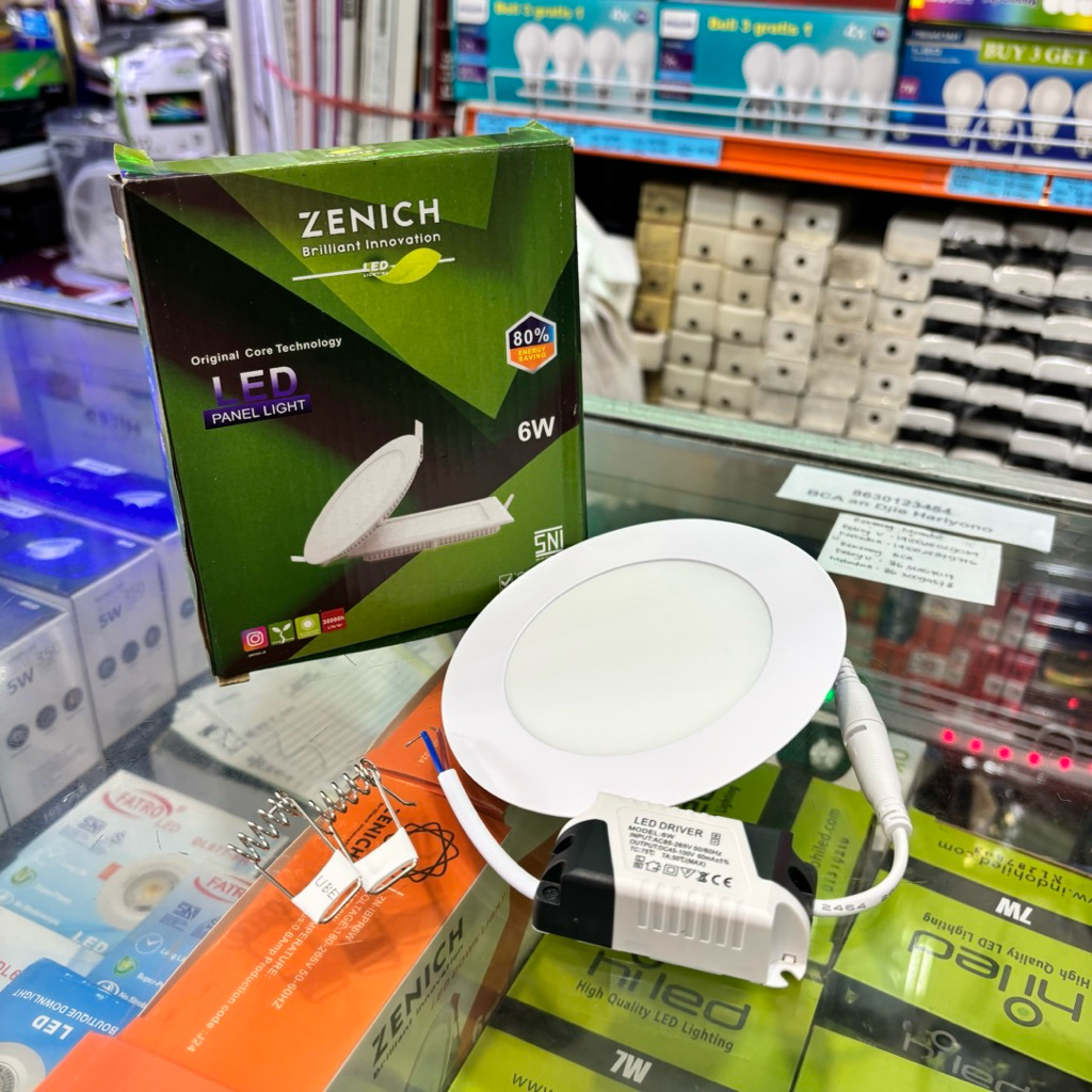 IB Downlight Zenich Bulat Panel Tanam Inbow Putih White Kuning Warm White 3w 6w 9w 12w 18w