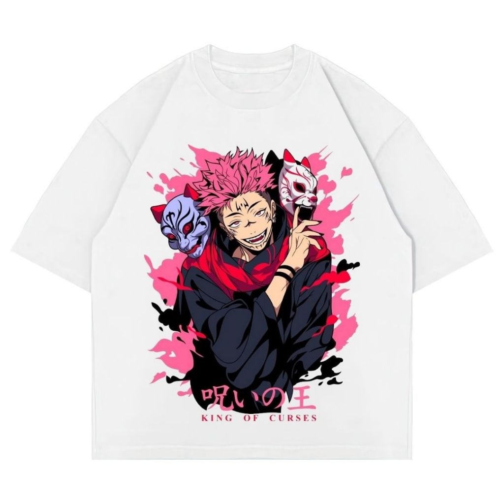 Psycho Crucify "Itadori Yuji" Oversized T-Shirt | White | Kaos Oversize | Vintage | Atasan