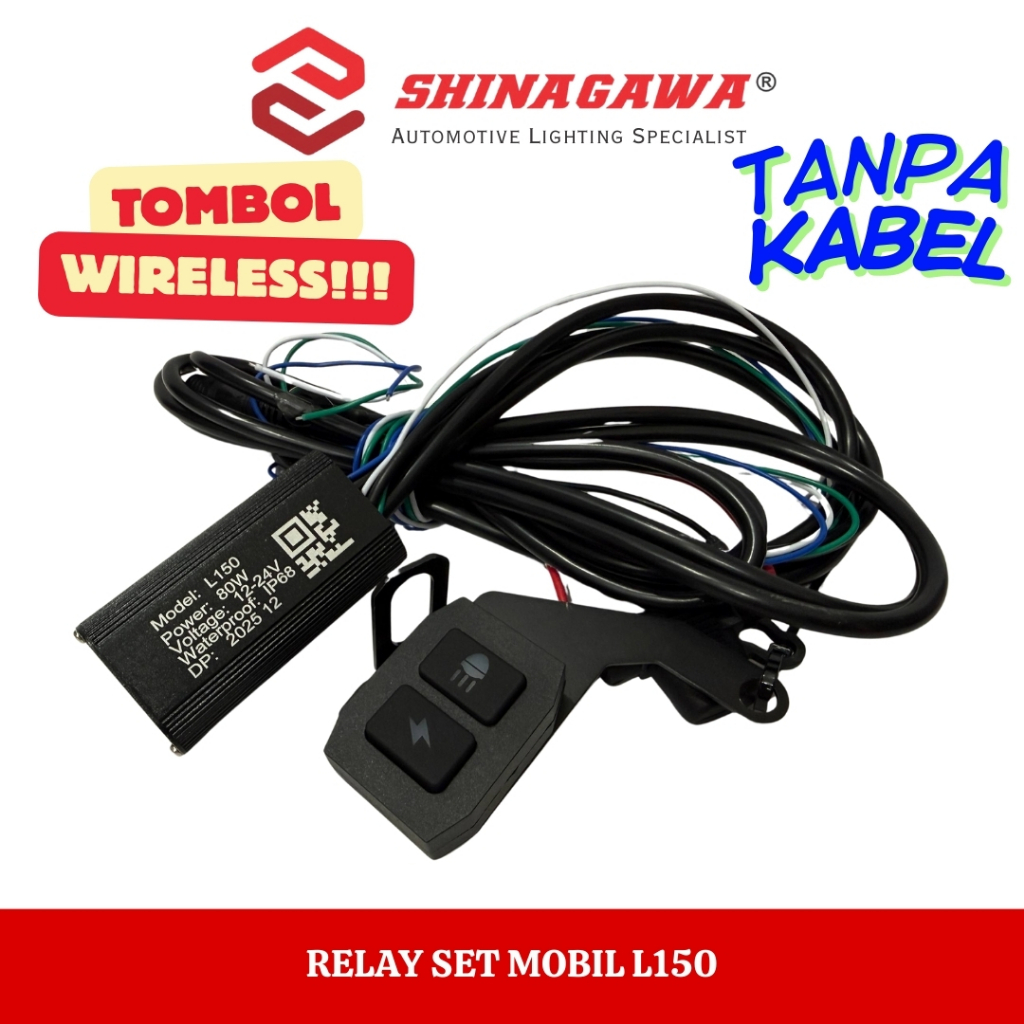 {SHINAGAWA} RELAY SET MOBIL MOTOR 2 LAMPU WIRELESS UNIVERSAL HID PROJIE BILED HID FOGLAMP 12-24V ORI