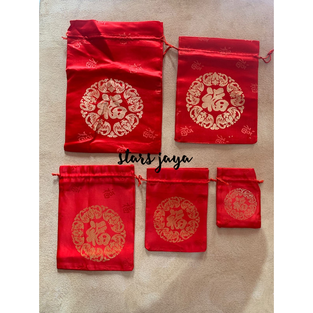 Kantong Imlek Kain, Kantong Bingkisan goodie bag Merah Hampers Toples