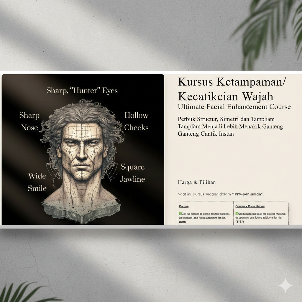 Kursus Ketampanan/Kecantikan Wajah - Ultimate Facial Enhancement Course - Perbaiki Struktur, Simetri
