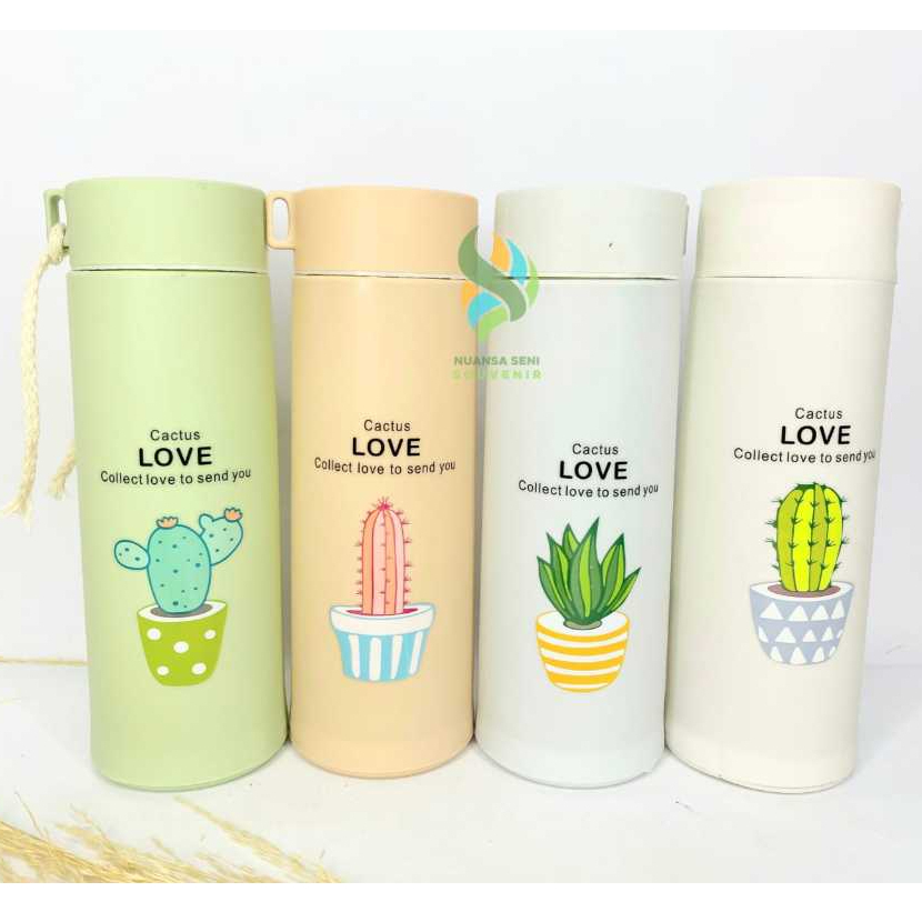 Souvenir Botol Kaca Minum Botol Motif Cactus Love Termos Kaca Tumbler Minum Botol Kaktus
