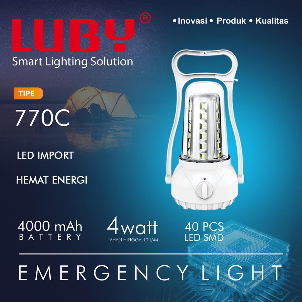 Luby Lampu emergency lentera L- 770C lampu cas tahan lama