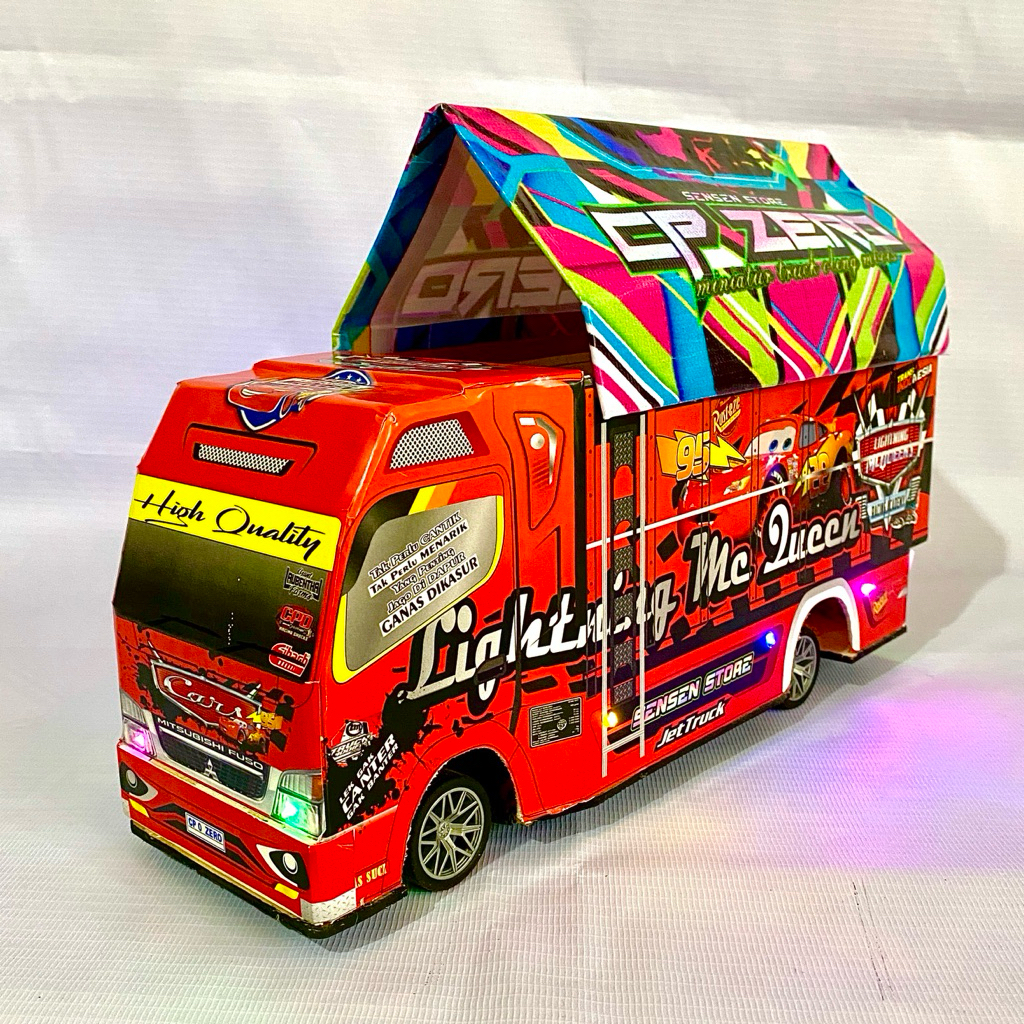 Truk Oleng Miniatur truk variasi Remot RC Lampu dan Terpal