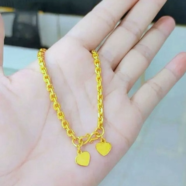 Gelang Tangan Rantai Medan Kecil Titanium Warna Emas24K Tidak Luntur