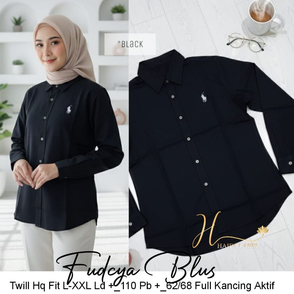 Fudcya Blus Baju Atasan Kemeja Wanita Bordir PLO Formal Cantik Mewah Trendy