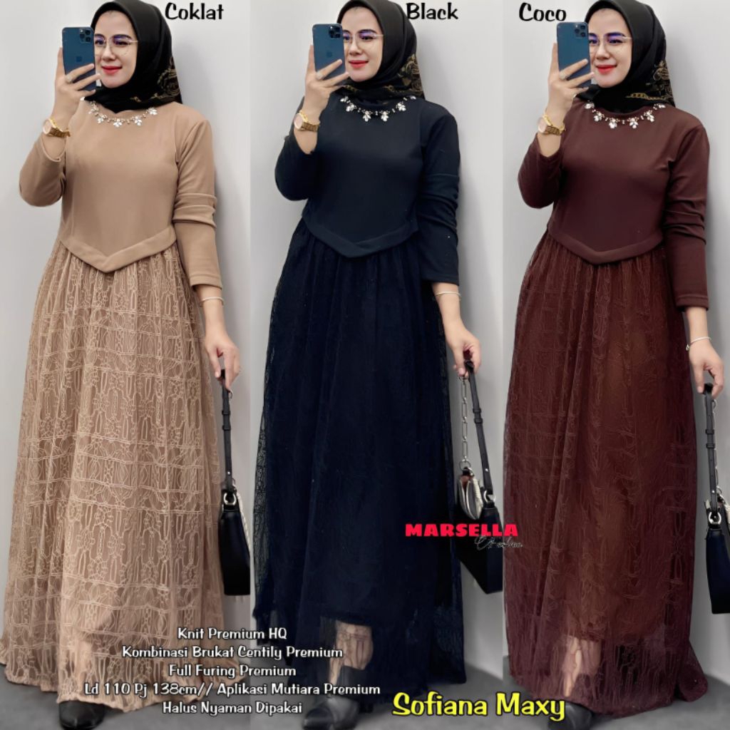 (( RESTOCK BISA COD )) SOFIANA AYUMI DRESS PREMIUM ORI BY MARSELLA ZAINA.ID // BAJU GAMIS LEBARAN KO