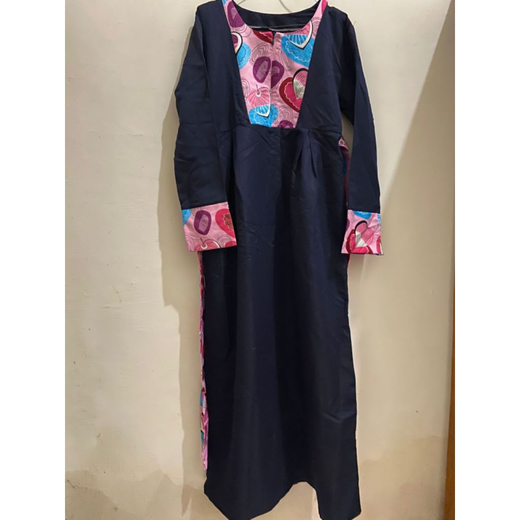 Gamis navy motif (Preloved)