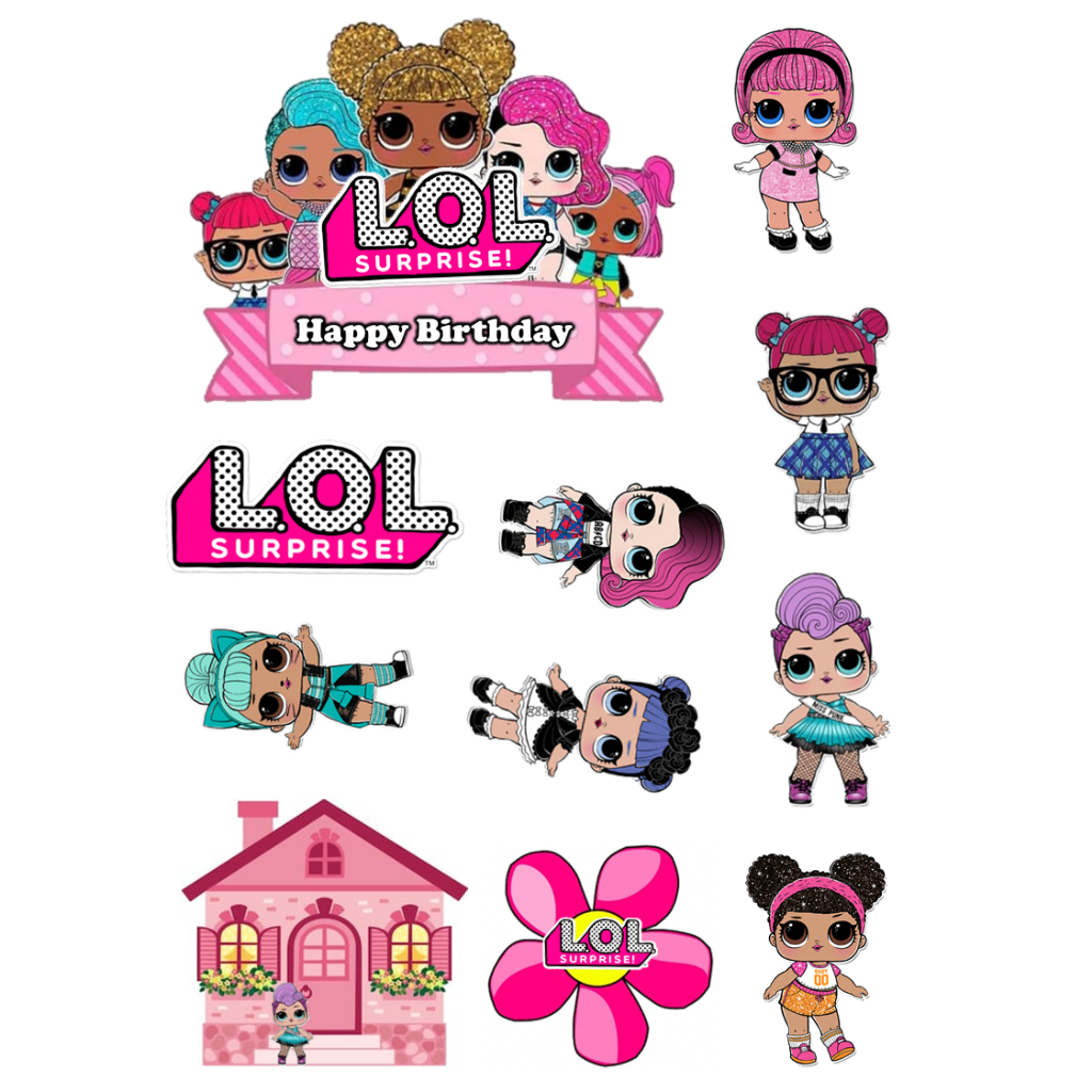 Topper LOL | Topper Cake LOL Custom Nama | Hiasan Kue Ultah Tema LOL MURAH GLOSSY