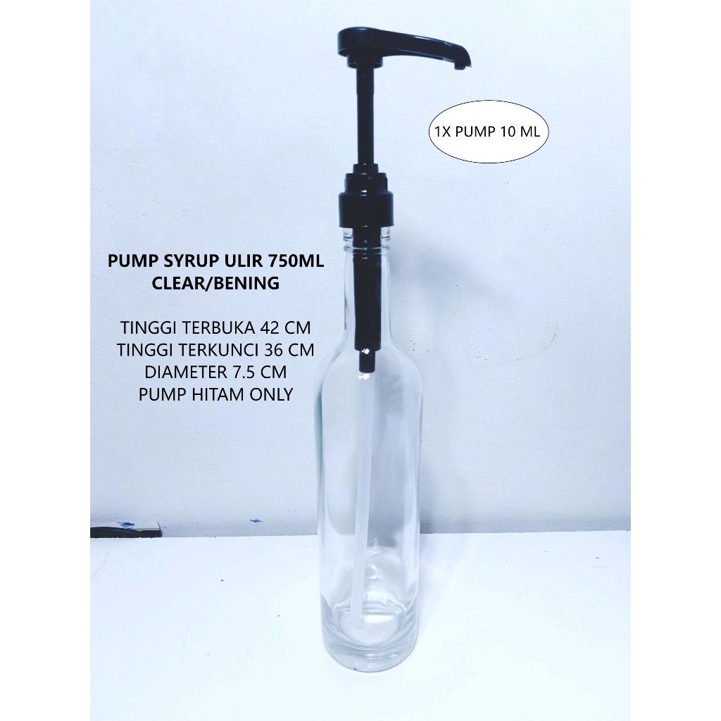 botol kaca pump syrup pump sirup ulir universal