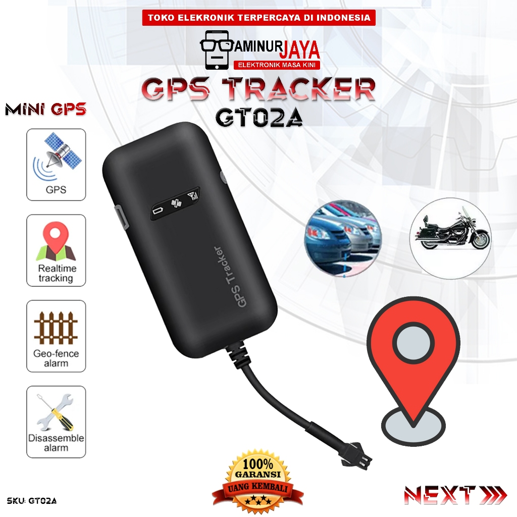 Aminurjaya GT02A Mini GPS Pelacak Lokasi Dan Rekam Suara Real Time Gps Tracker Kendaraan Mobil Motor