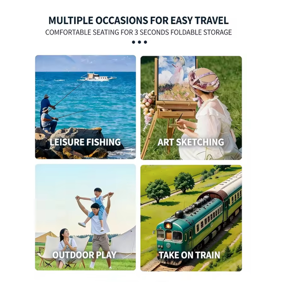 Kursi Lipat Outdoor Bangku Lipat Kecil Mini Tanpa Sandaran Kursi Mancing Santai Serbaguna Co