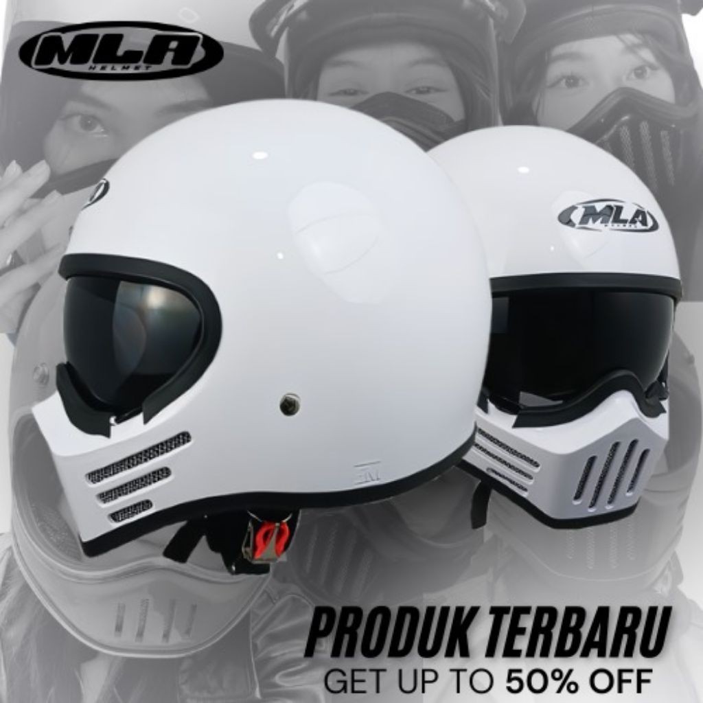 Helm Mla Cakil Full Face Cream Glosy Helm Full Face Pria Wanita Dewasa Sni