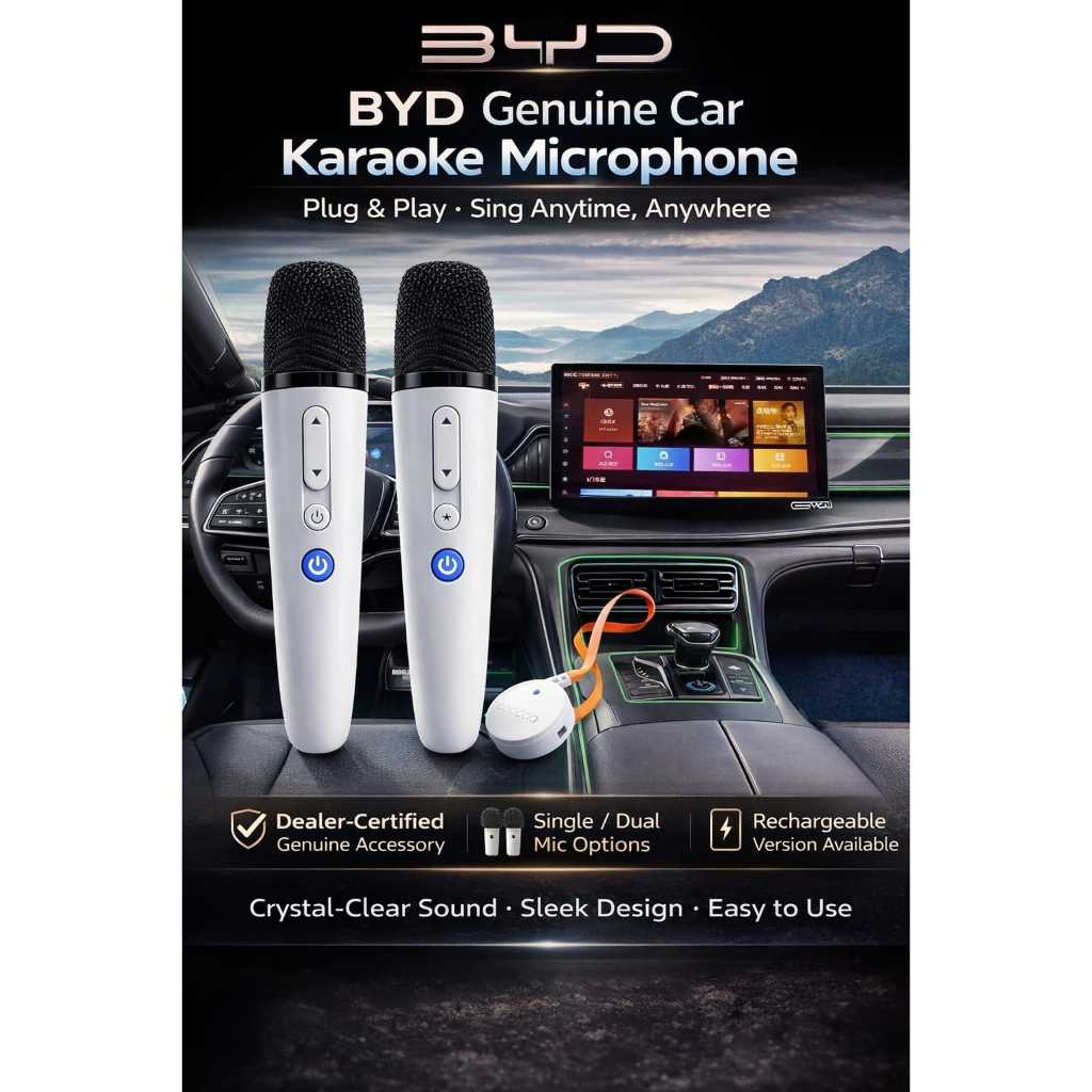 Puremic Q1 Microphone Wireless Karaoke Nyanyi Untuk Semua Mobil BYD DENZA Jaecoo all Models Car Microphone With Receiver Stingray Karaoke Youtube Music AI Single Double Mic Duet Bluetooth BYD ATTO1 ATTO 1 2 3 SEAL SEALION M6 D9 DOLPHIN J5 J7 J8 Plug PlaY