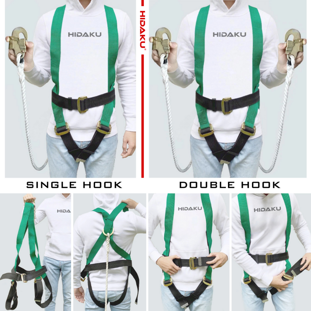 HIDAKU Full Body Harness Safety type X1 DOUBLE HOOK / Safety belt HIDAKU X1 / Body harness proyek /
