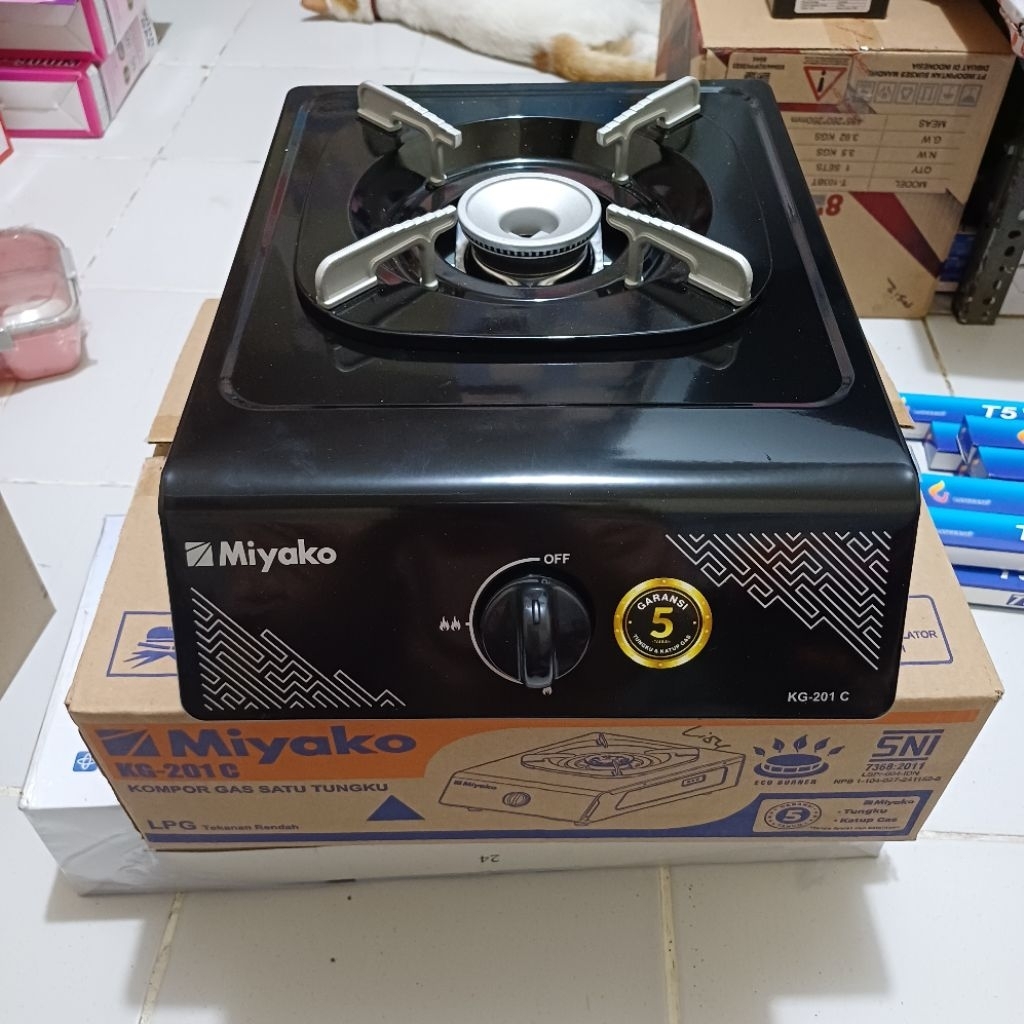 Kompor Miyako 1 Tungku Kg 201 C Teflon ceflon Kompor gas Miyako satu tungku hitam