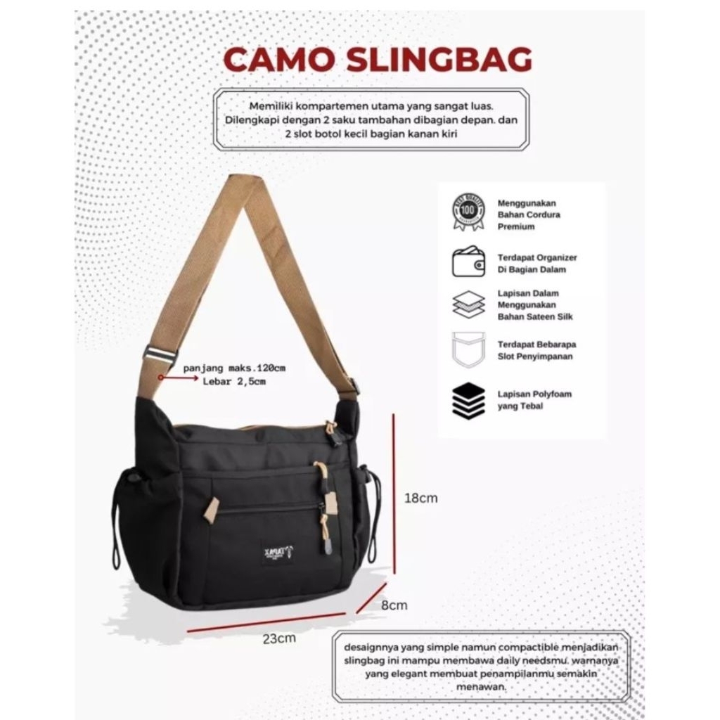 Tapaxco Original Tas Selempang Slingbag Premium Tapax CAMO  Outdoor Tas Selempang Besar