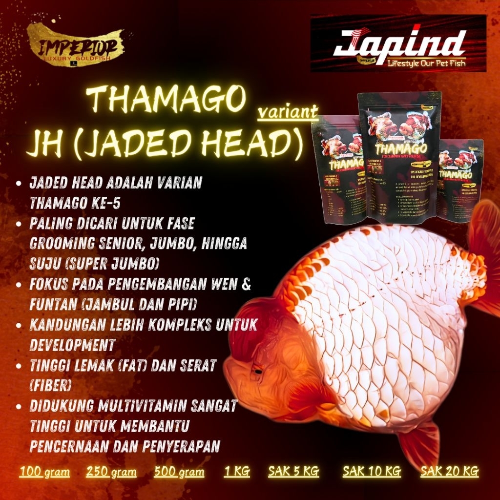 Thamago NEW Variant JADED HEAD 500 G - Varian Terbaru Pakan/Pelet Ikan Koki/Goldfish Thamago (Thai S