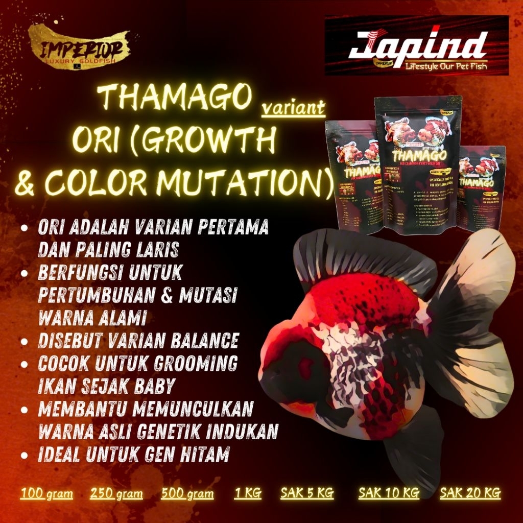 Pelet Ikan Koki/Goldfish NEW Thamago XS - Growth & Color Mutation - (Thai Secret Recipe)