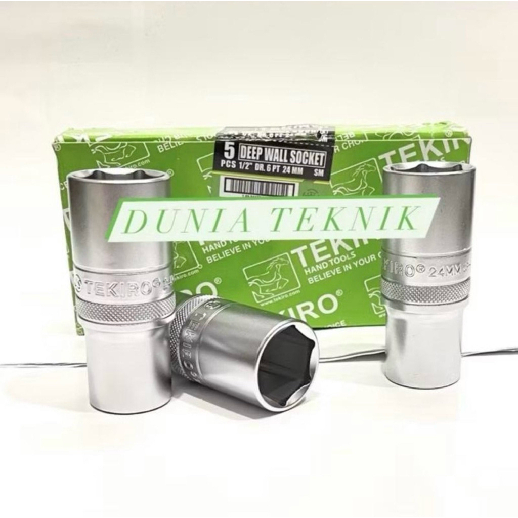 TEKIRO Deep Wall Socket 24 mm Mata Kunci Sok Panjang 24 mm 1/2” 6 PT Mata Sok Panjang Mata Shock Soc