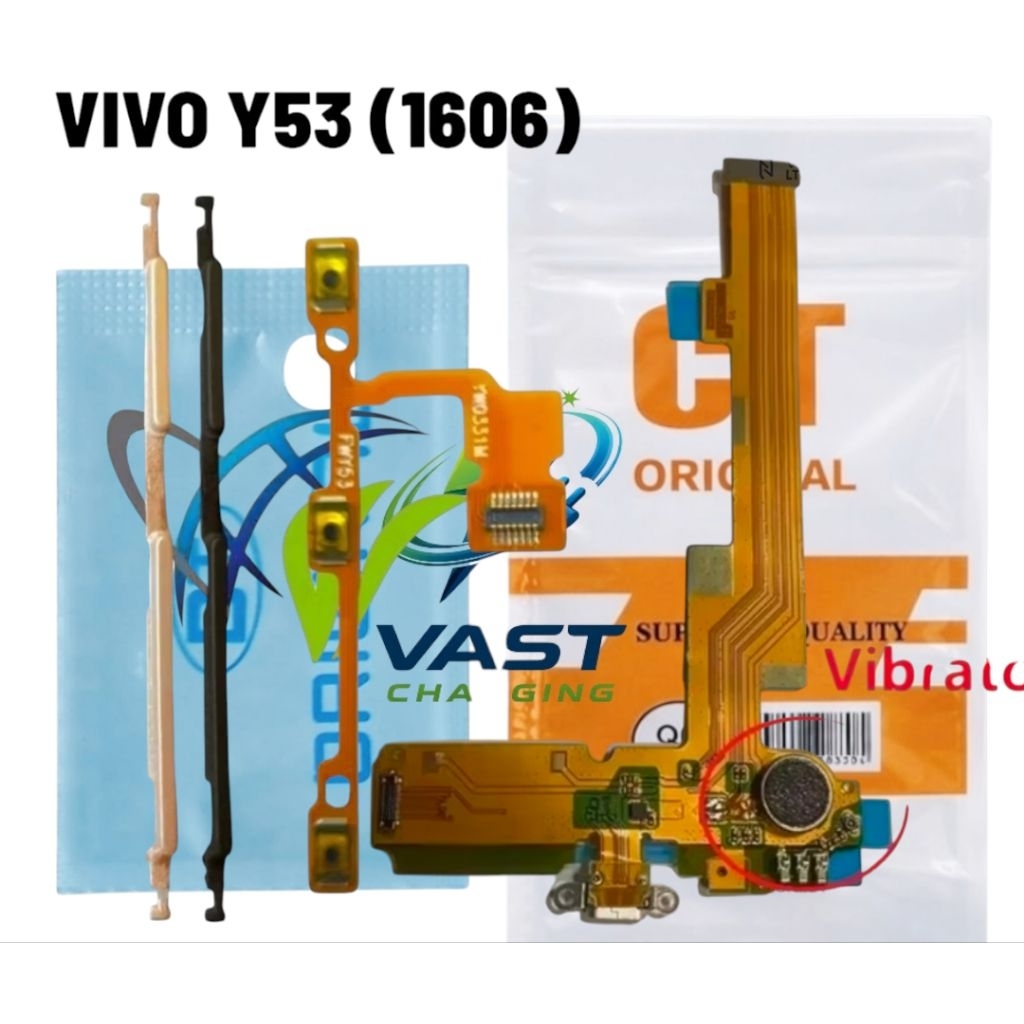 Papan Cas + Konektor Charger Vivo Y53 Model 1606 | Flex Tombol Power Volume Set Lengkap